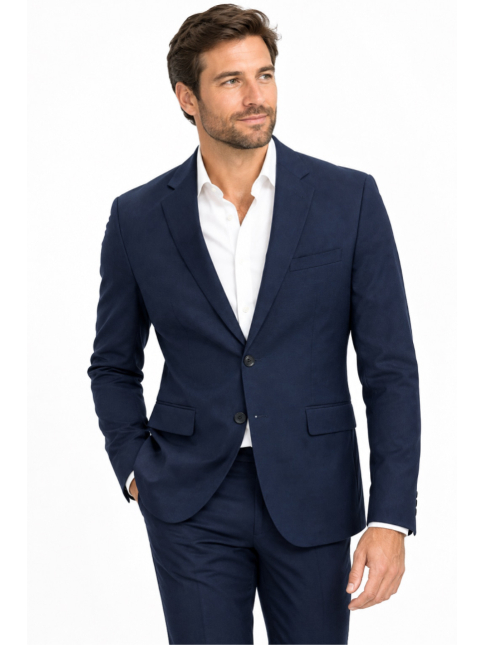 H&M Men's Slim Fit Navy Blue Blazer Suit Jacket Two-Button Size 38R